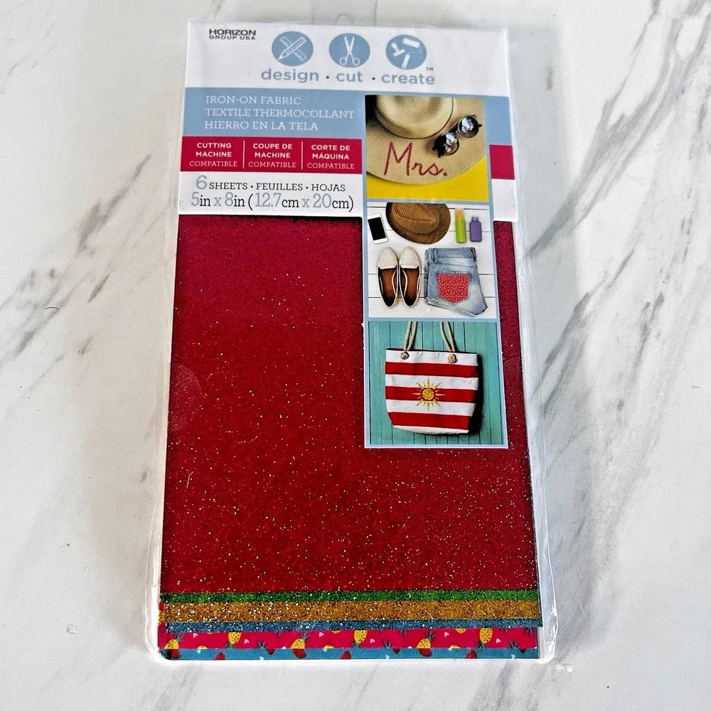 Horizon Group USA Iron on Sparkle Fruit Strawberry Red Fabric 6 Sheet 5